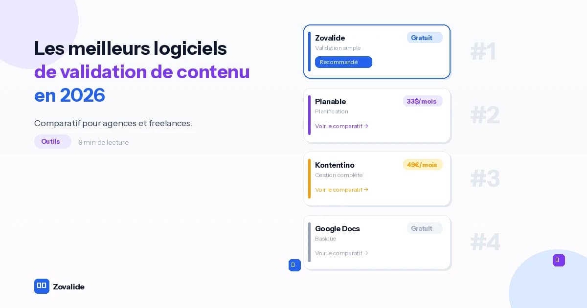 Les meilleurs logiciels de validation de contenu pour agences et freelances en 2026